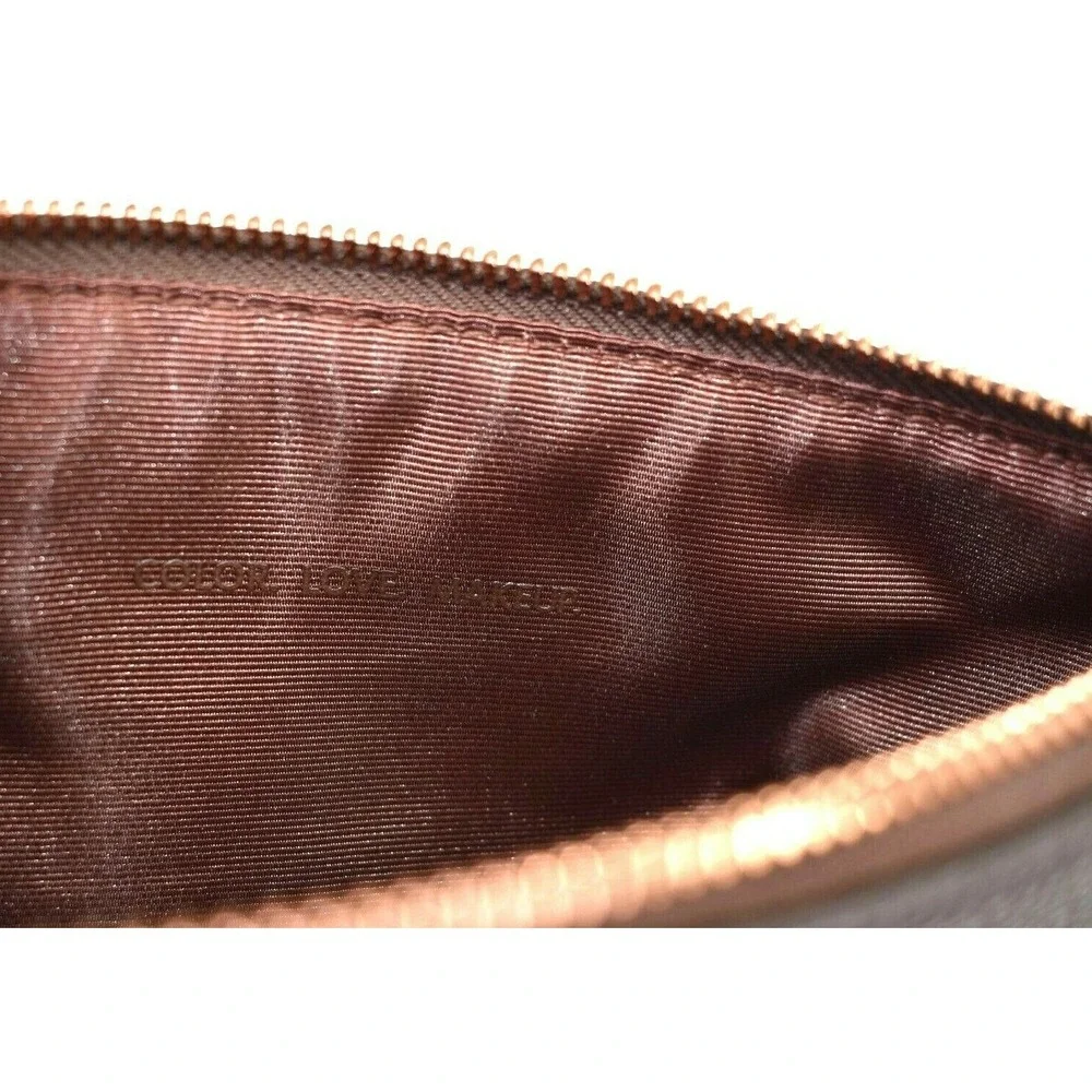 Zoeva Brown Rose Gold‎ Zipper Faux Leather Makeup Bag